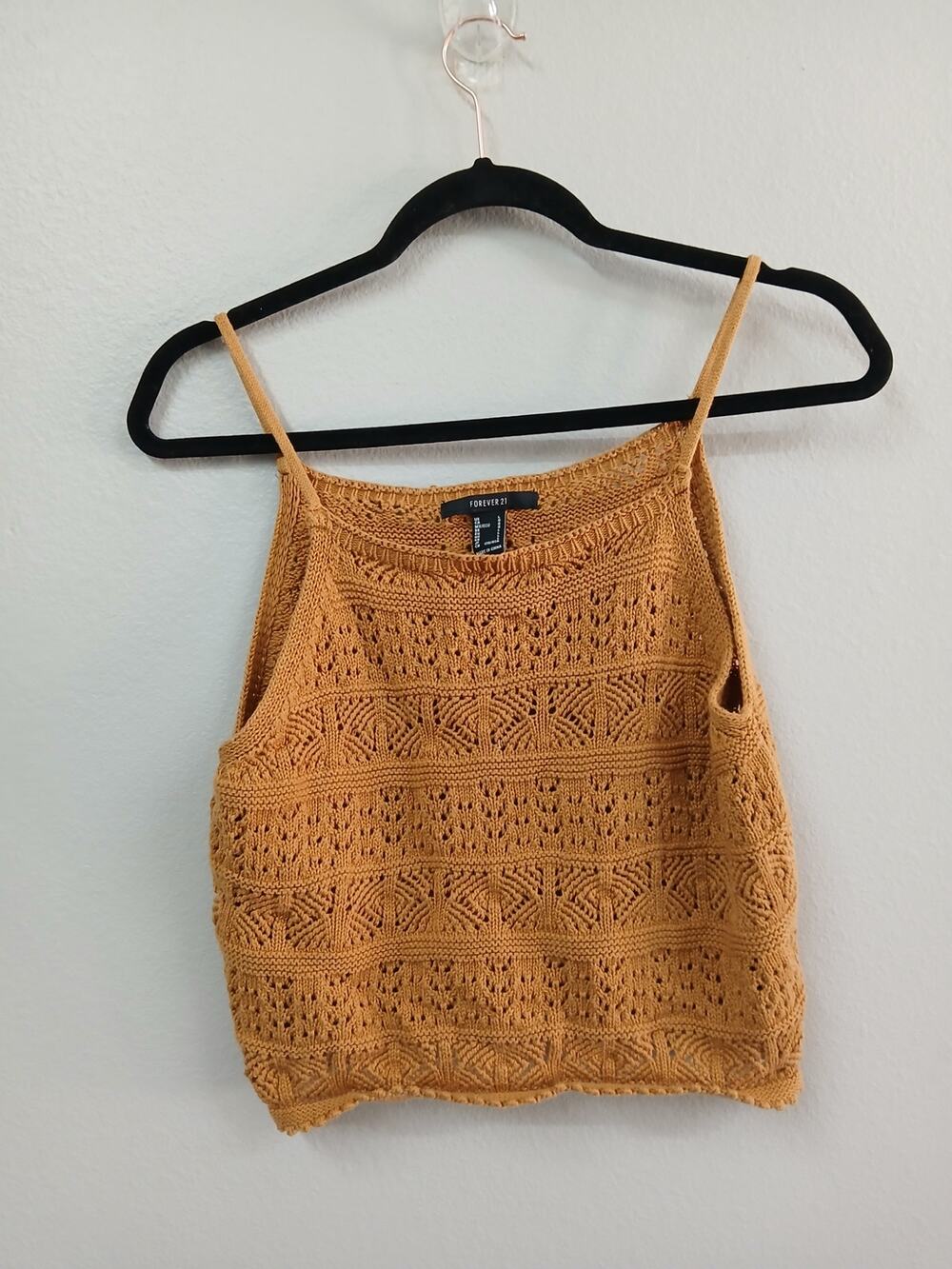 Forever 21 sweater-knit crop cami top size large bohemian-style
